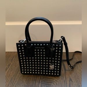 Michael Kors Studded Black Leather Tote with Strap
